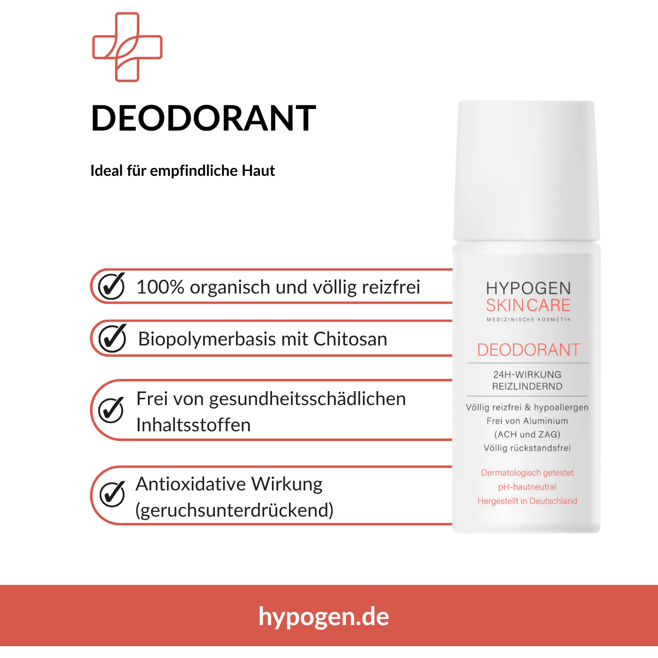Deodorant HYPOGEN CARE Vorteile auf einen Blick