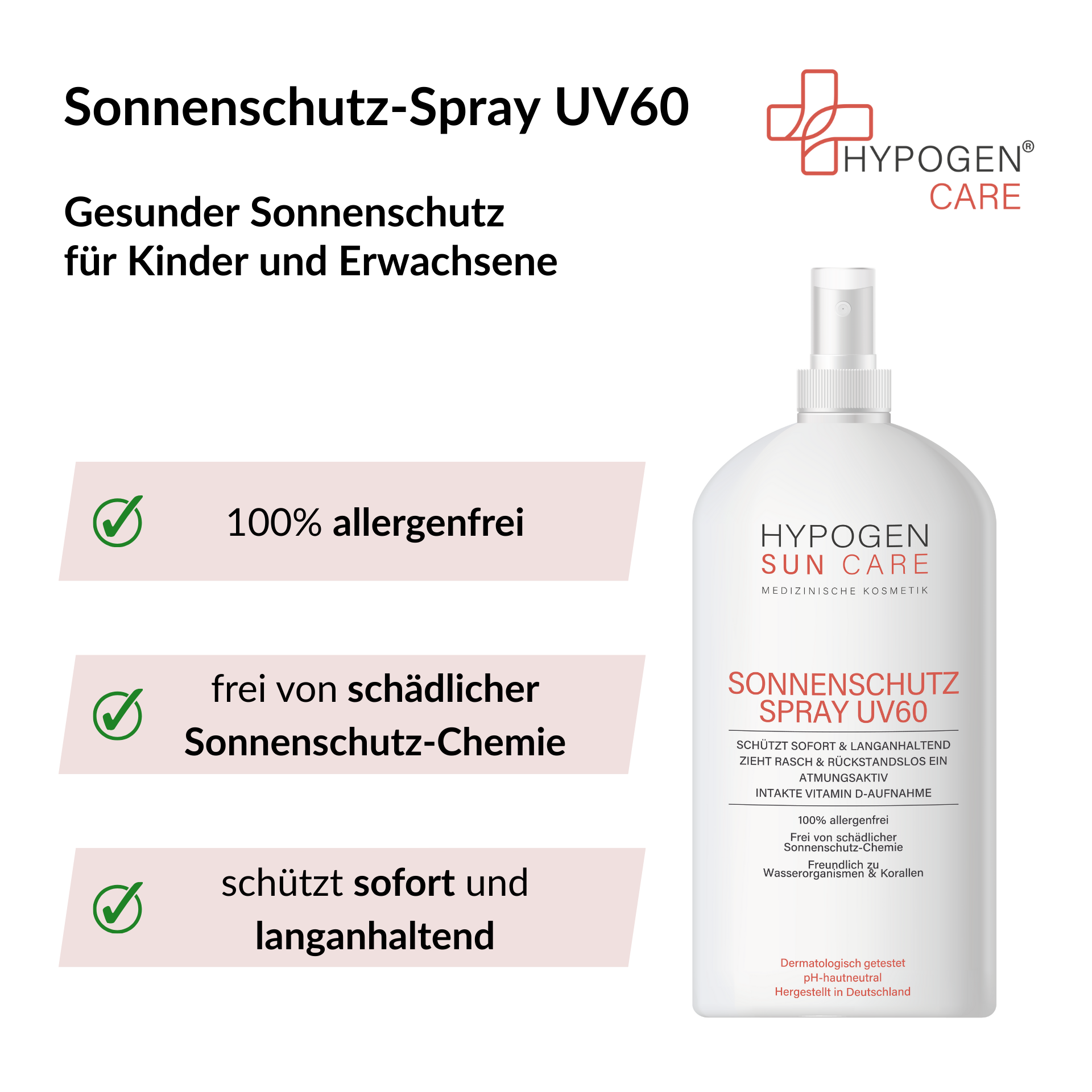 100% allergenfrei | Sonnenschutz-Spray UV60 | Für empfindliche Haut | Frei von schädlicher Chemie