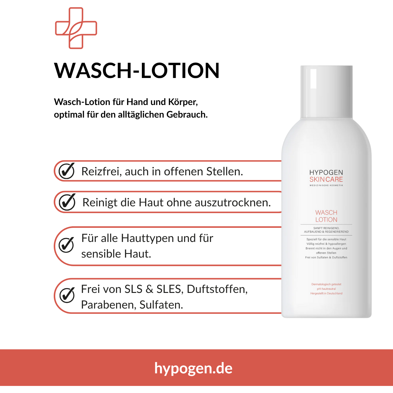 Wasch-Lotion HYPOGEN CARE Vorteile auf einen Blick.