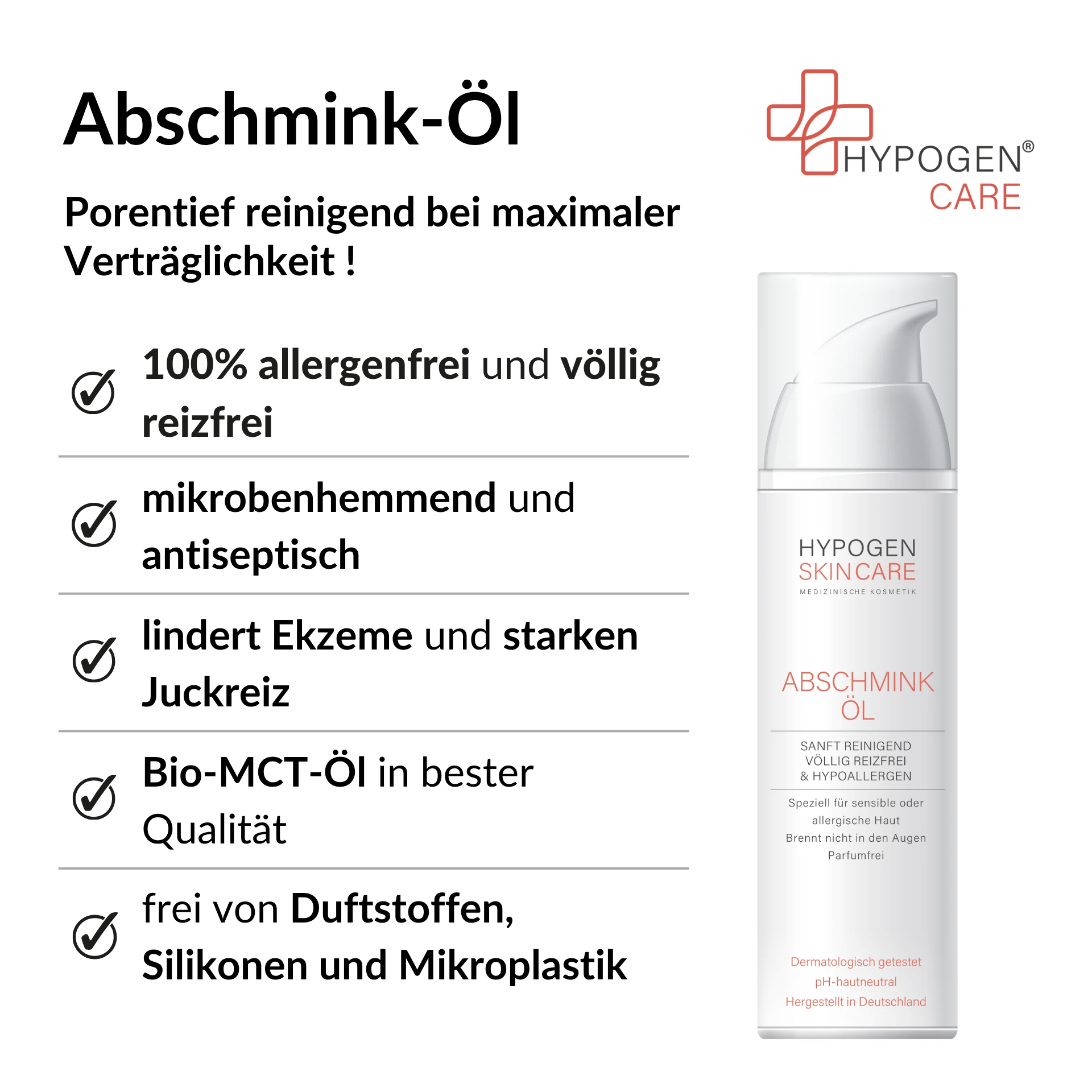 Vorteile HYPOGEN CARE Abschmink-Öl auf einen Blick