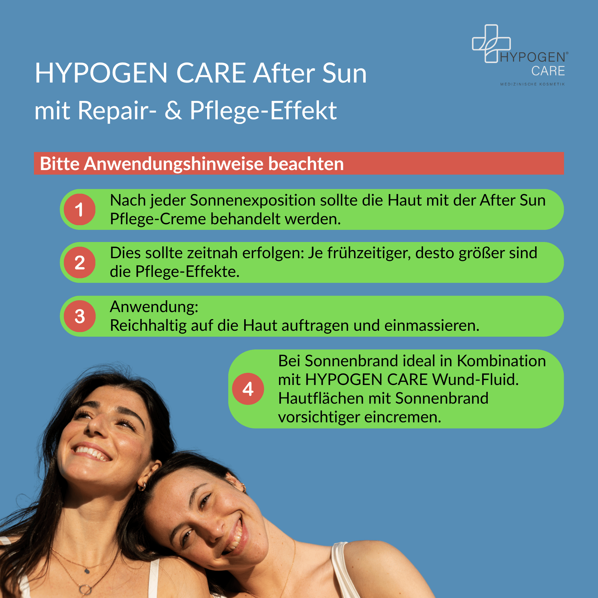 Anwendung HYPOGEN CARE After Sun auf einen Blick