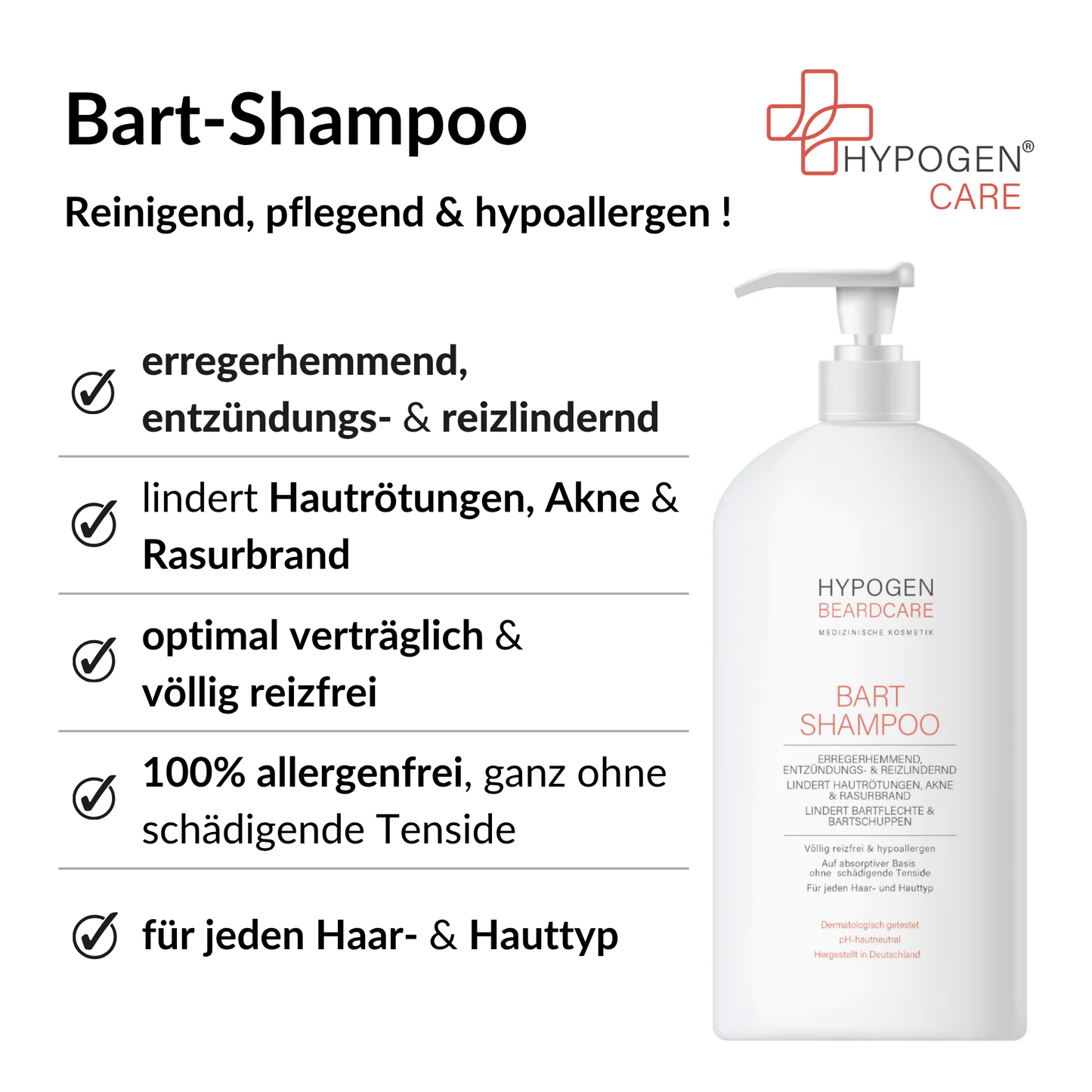 Vorteile HYPOGEN CARE Bart-Shampoo auf einen Blick