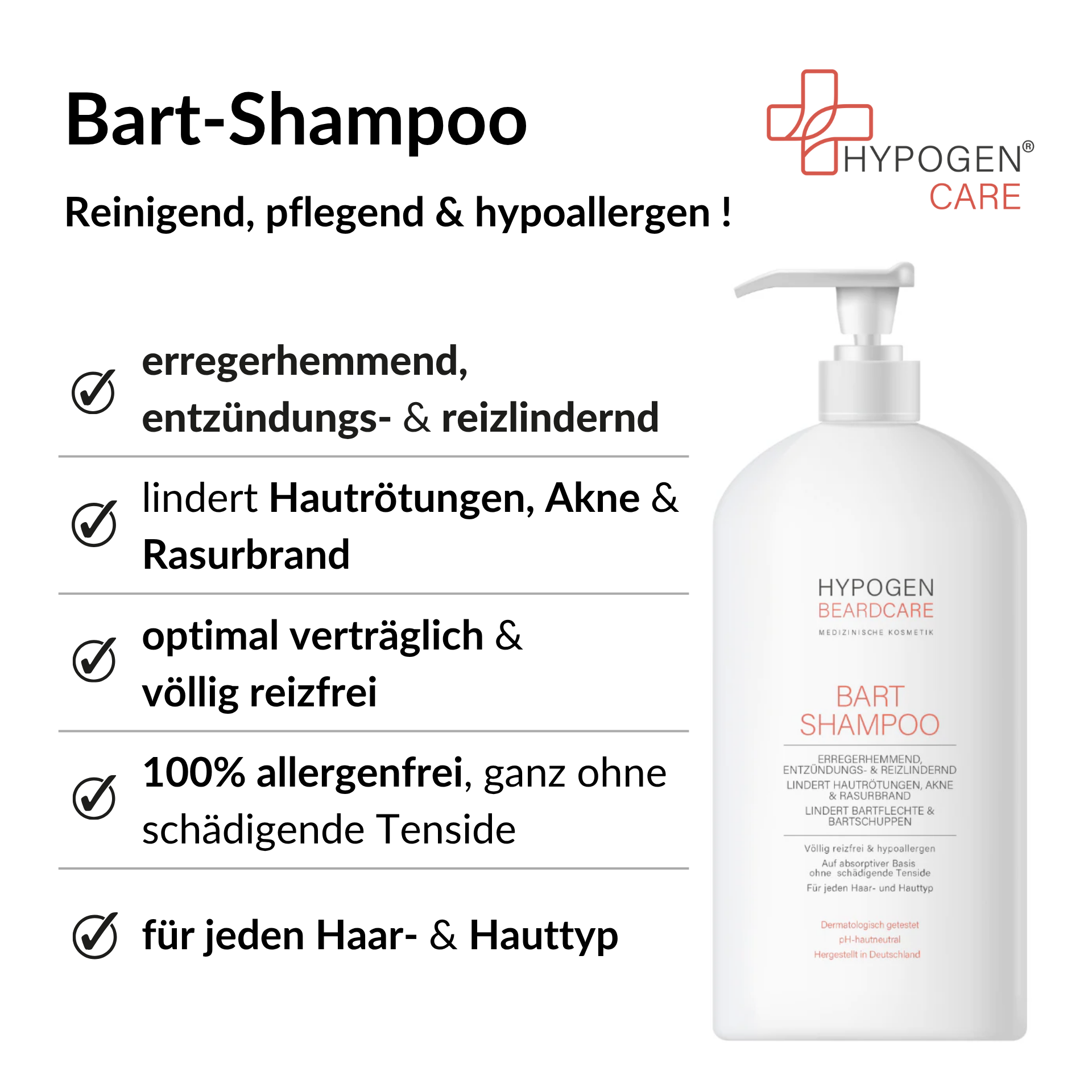 Vorteile HYPOGEN CARE Bart-Shampoo auf einen Blick