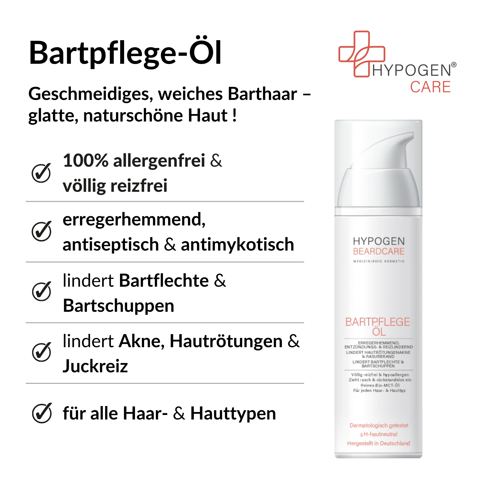 Vorteile HYPOGEN CARE Bartpflege-Öl auf einen Blick