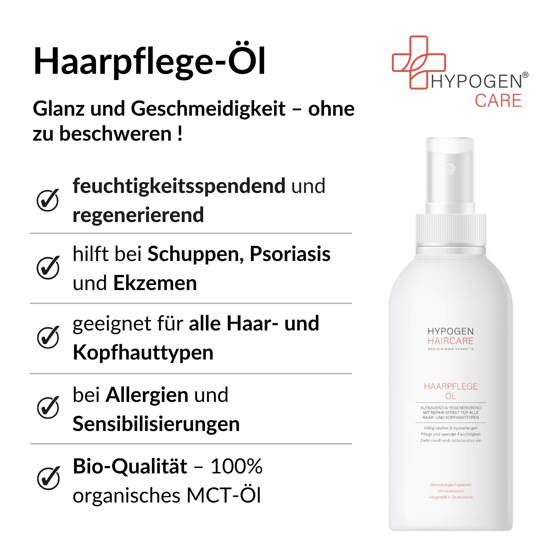Vorteile HYPOGEN CARE Haarpflege-Öl auf einen Blick