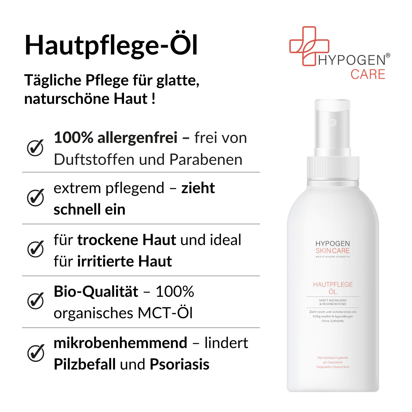 Vorteile HYPOGEN CARE Hautpflege-Öl auf einen Blick