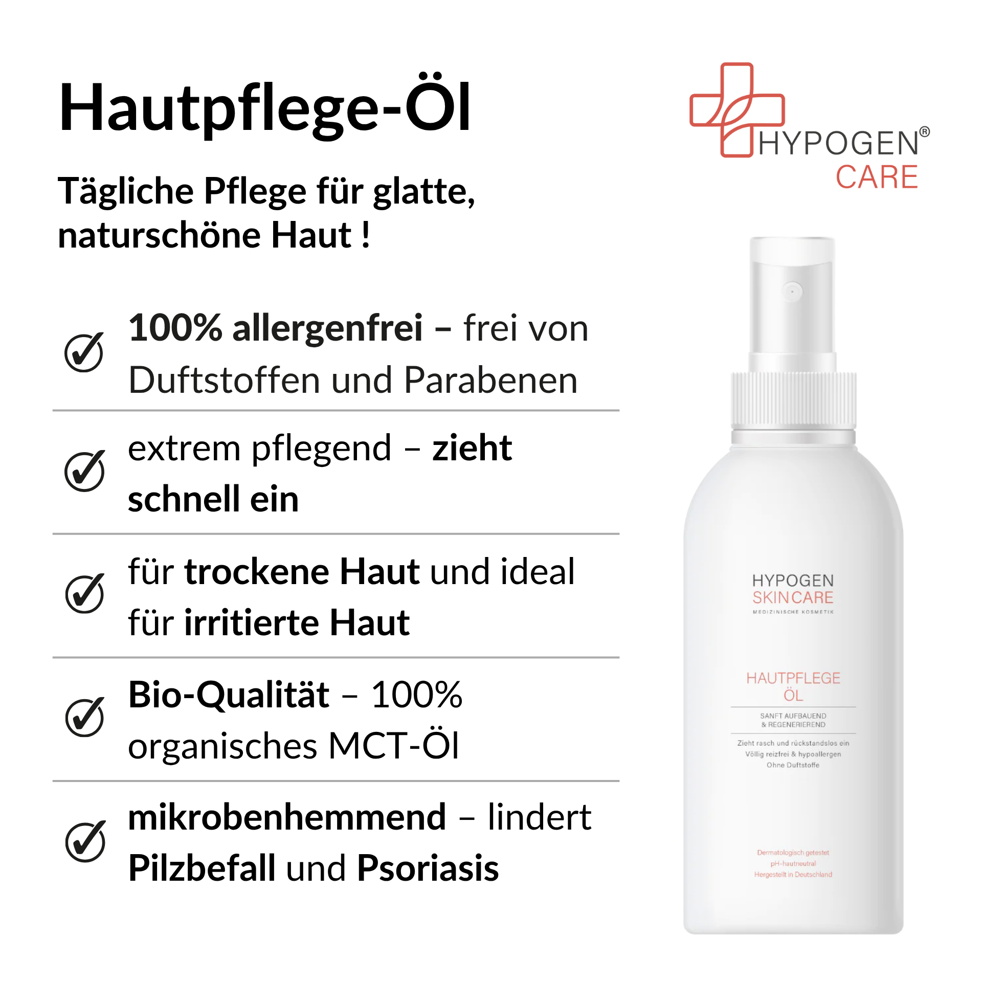 Vorteile HYPOGEN CARE Hautpflege-Öl auf einen Blick