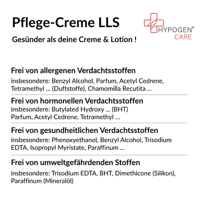 Frei von: HYPOGEN CARE Pflege-Creme LLS auf einen Blick