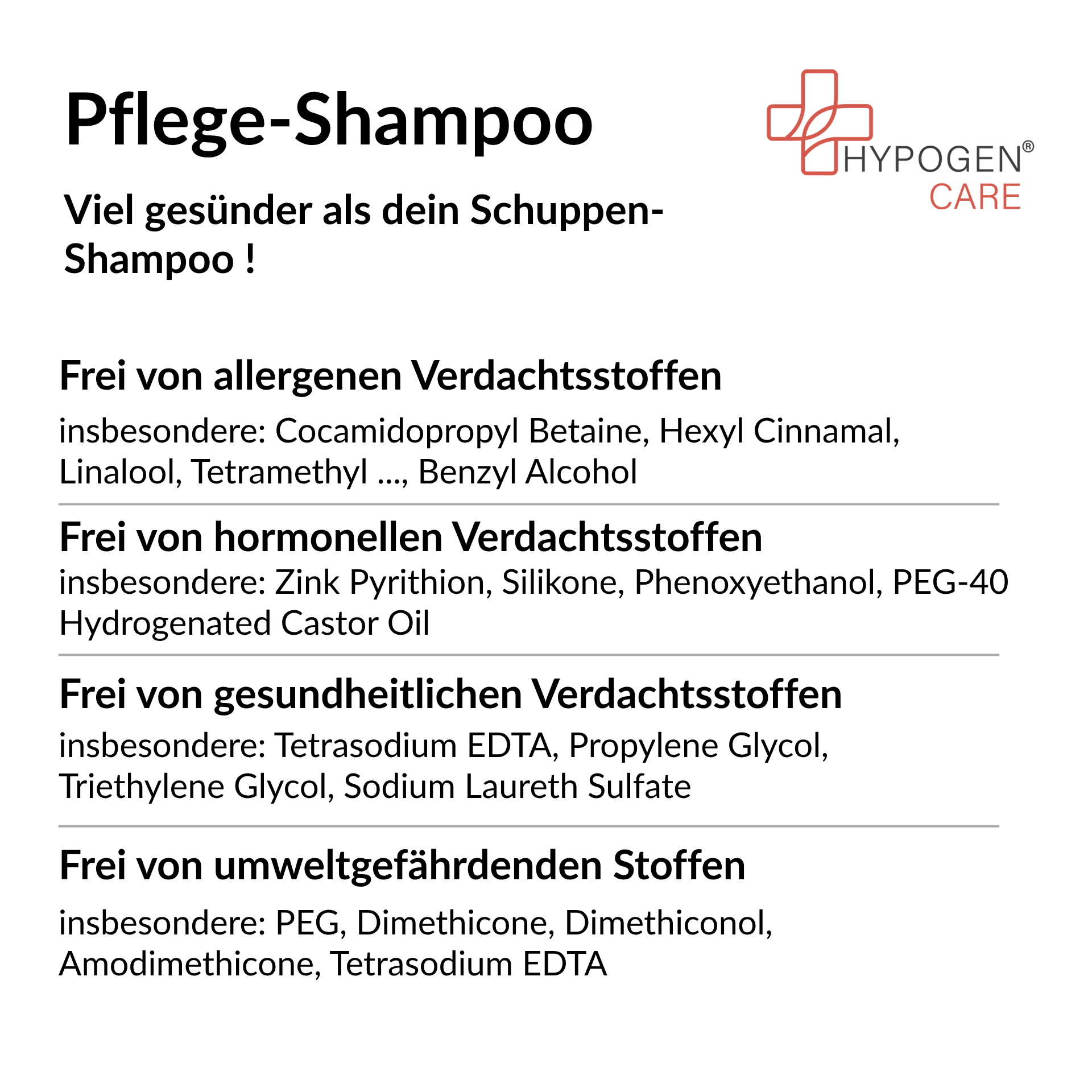 Frei von: HYPOGEN CARE Pflege-Shampoo auf einen Blick