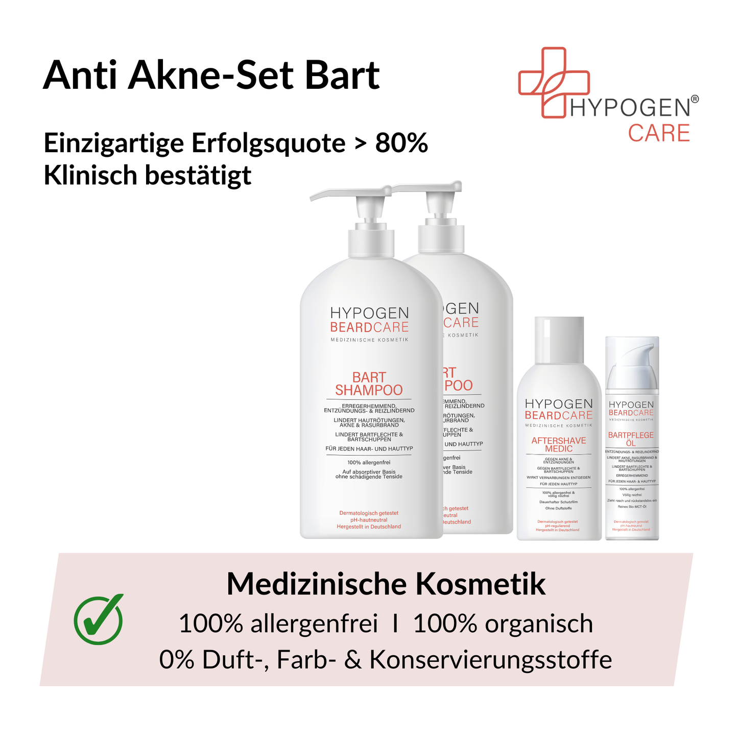 Vorteile auf einen Blick: HYPOGEN CARE Set Anti Akne Bart 260221