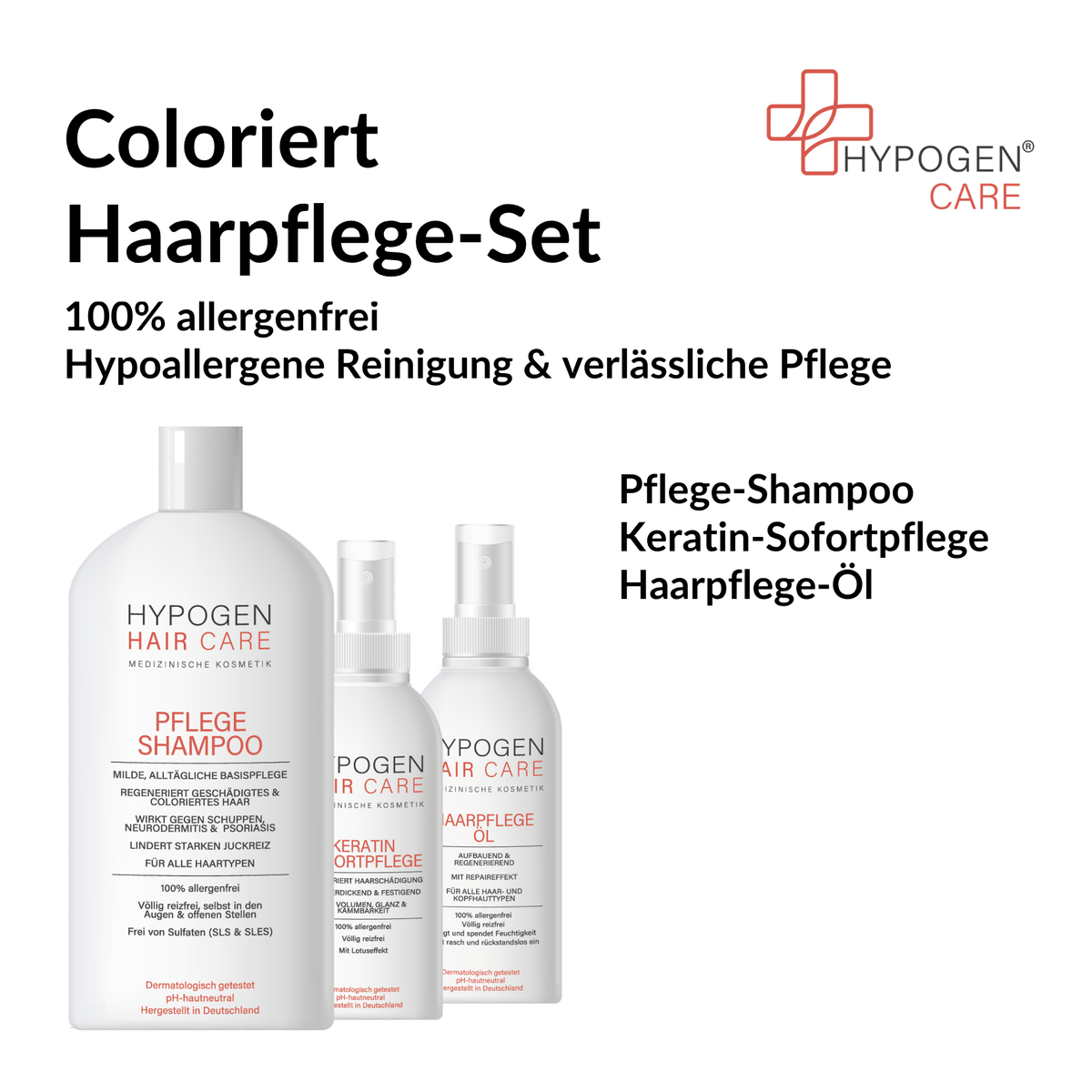 Set-Inhalt auf einen Blick: HYPOGEN CARE Set Chlorierte Haar