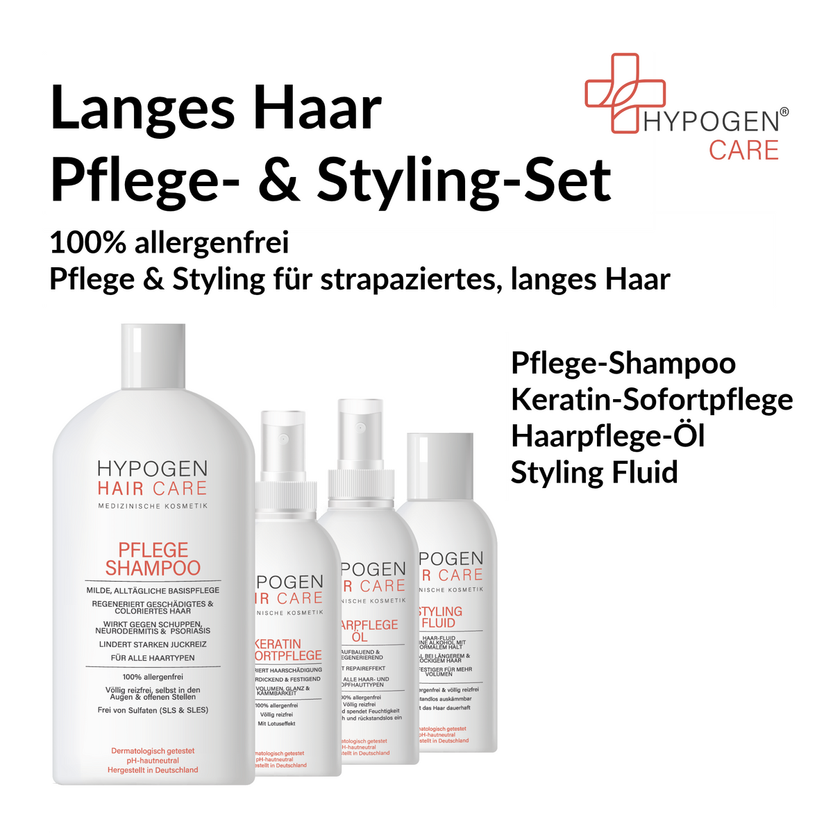 Set-Inhalt auf einen Blick: HYPOGEN CARE Set Langes Strapaziertes Haar