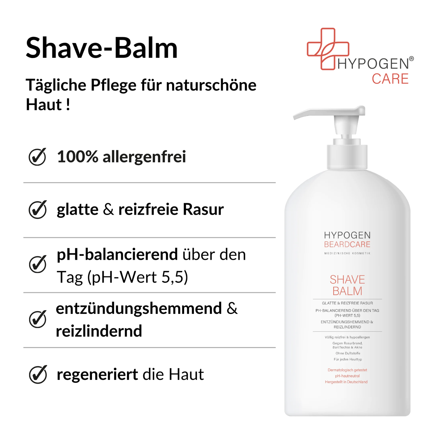 Vorteile HYPOGEN CARE Shave-Balm auf einen Blick