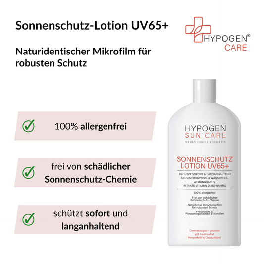Vorteile HYPOGEN CARE Sonnenschutz-Lotion UV65+ auf einen Blick - 1