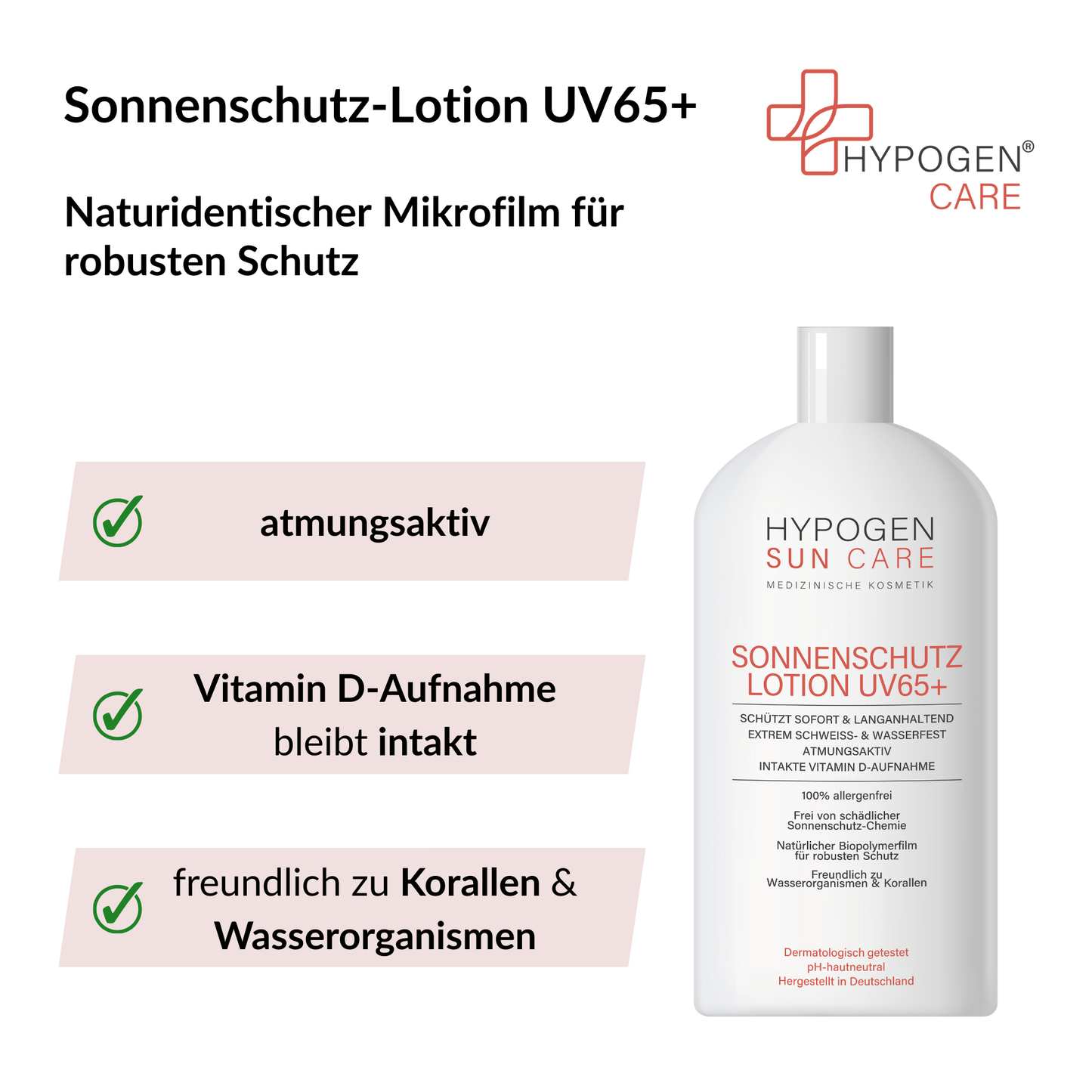 Vorteile HYPOGEN CARE Sonnenschutz-Lotion UV65+ auf einen Blick - 2