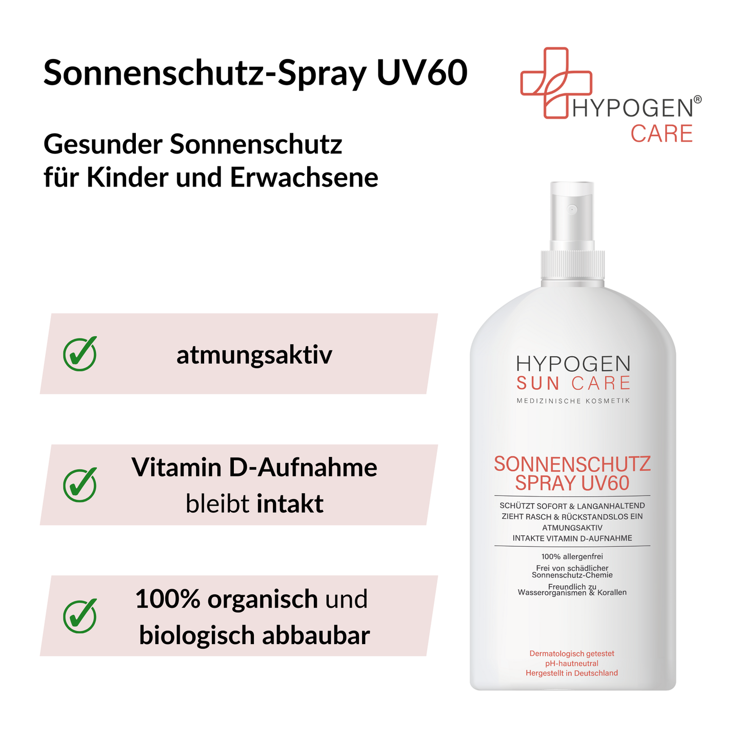 Vorteile HYPOGEN CARE Sonnenschutz-Spray UV60 auf einen Blick - 2
