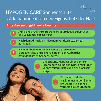 Anwendung HYPOGEN CARE Sonnenschutz auf einen Blick