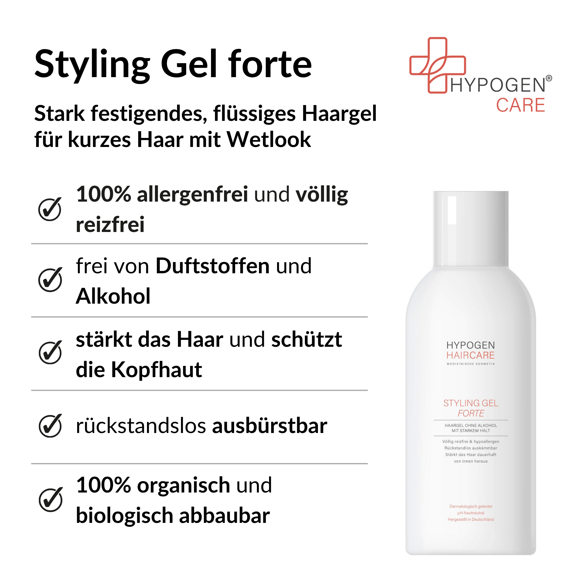 Vorteile HYPOGEN CARE Styling Gel forte auf einen Blick