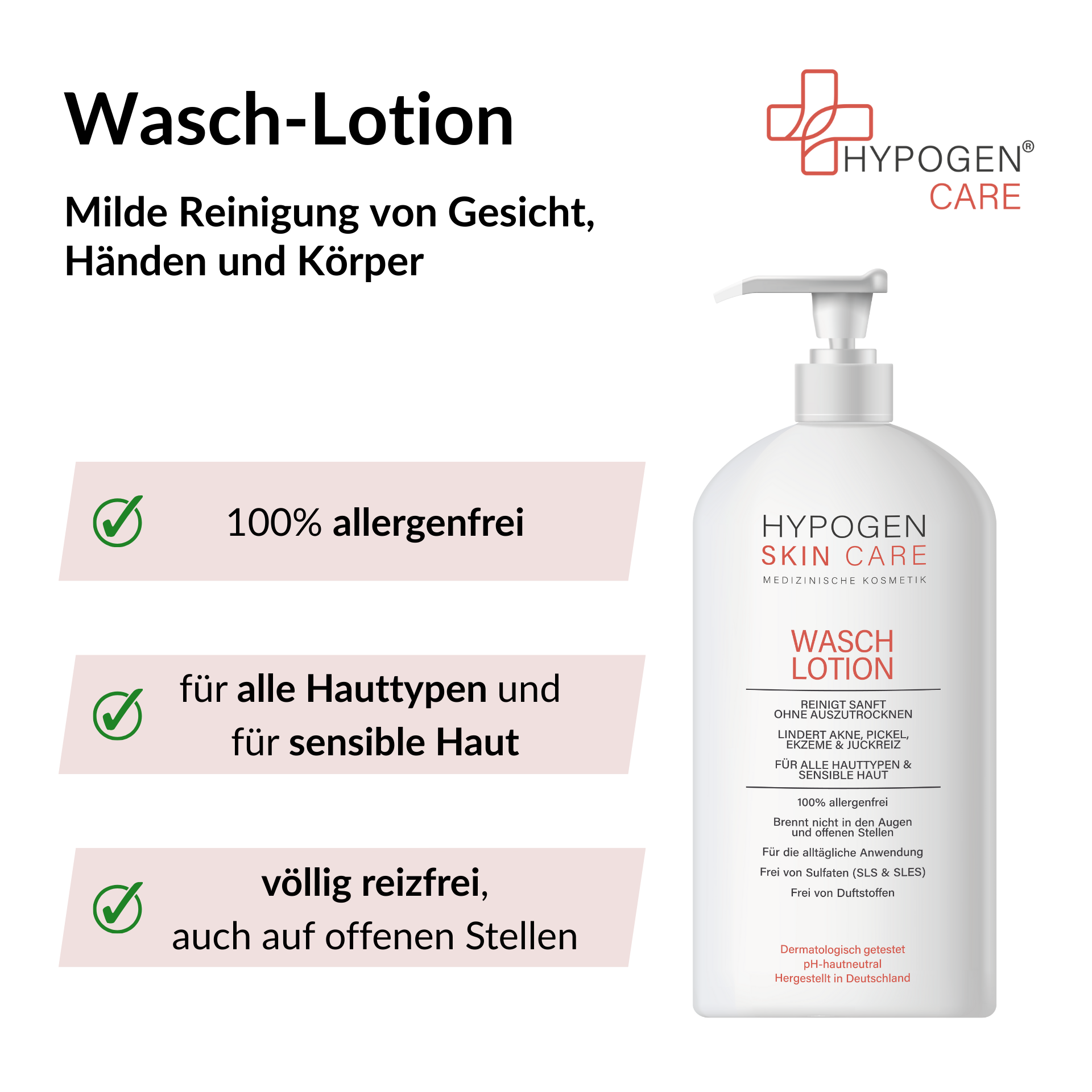 Wasch-Lotion HYPOGEN CARE Vorteile auf einen Blick - 1