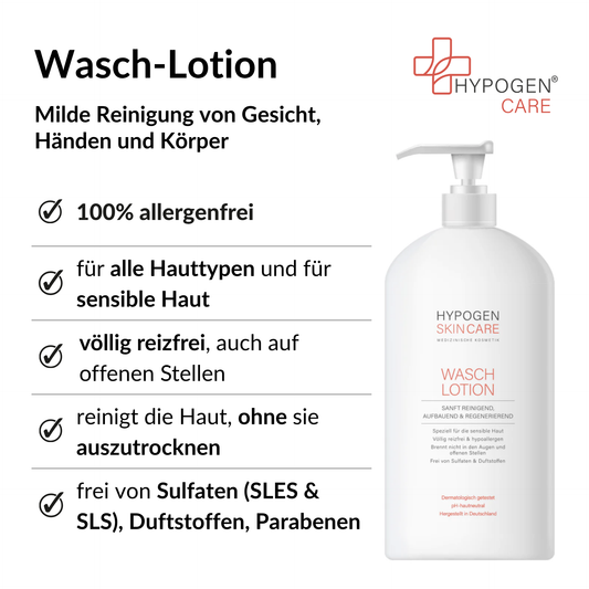 Wasch-Lotion HYPOGEN CARE Vorteile auf einen Blick.