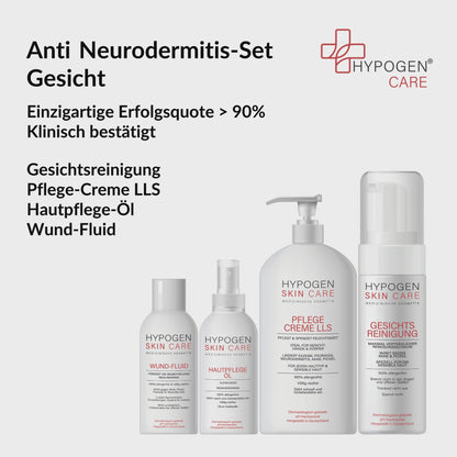 Set-Inhalt auf einen Blick: HYPOGEN CARE Set Anti Neurodermitis Gesicht Film