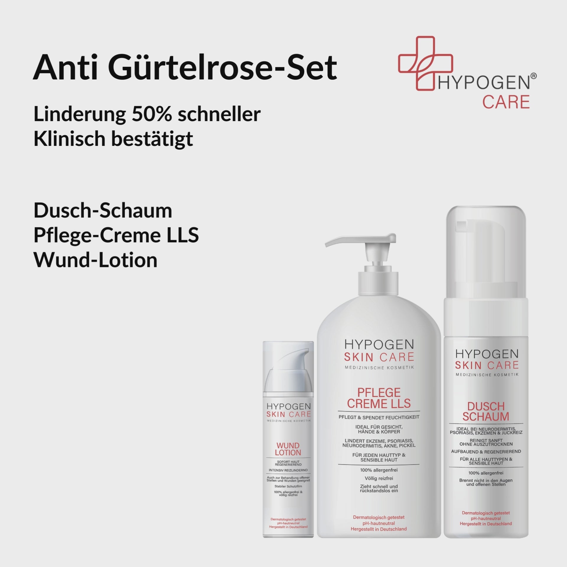 Set-Inhalt auf einen Blick: HYPOGEN CARE Set Anti Gürtelrose Film