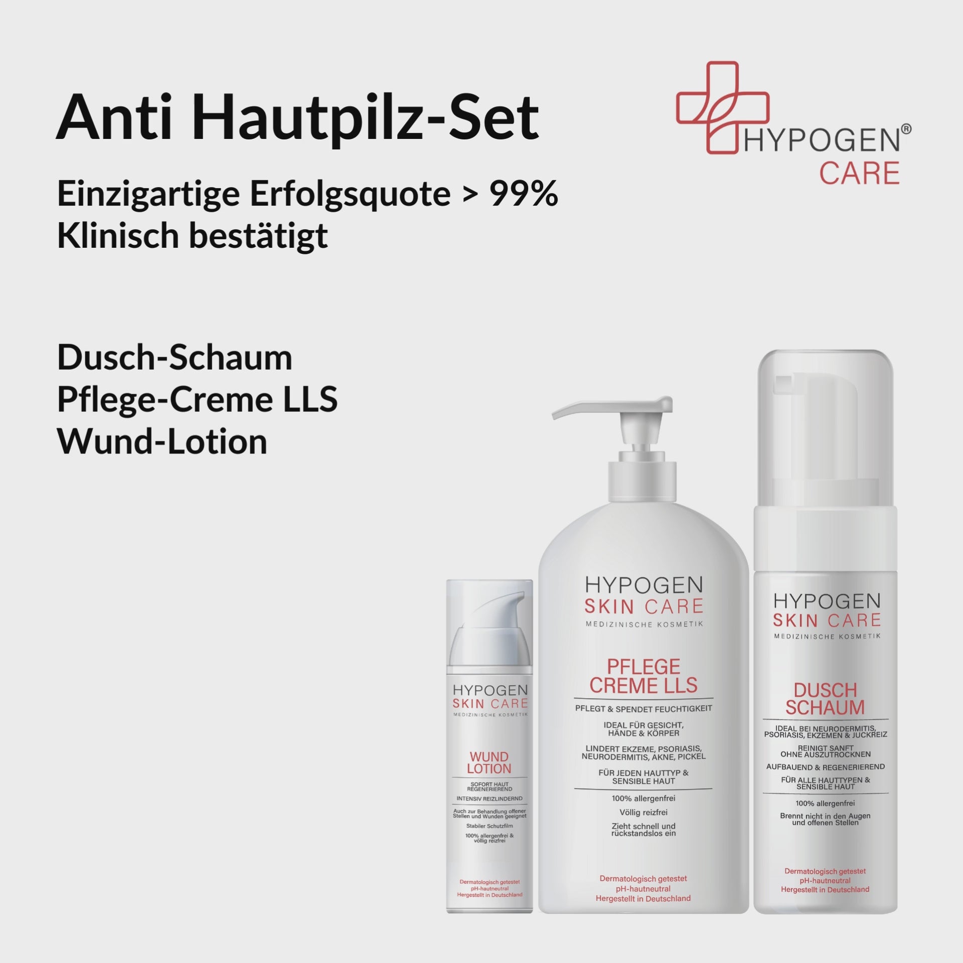 Set-Inhalt auf einen Blick: HYPOGEN CARE Set Anti Hautpilz Film