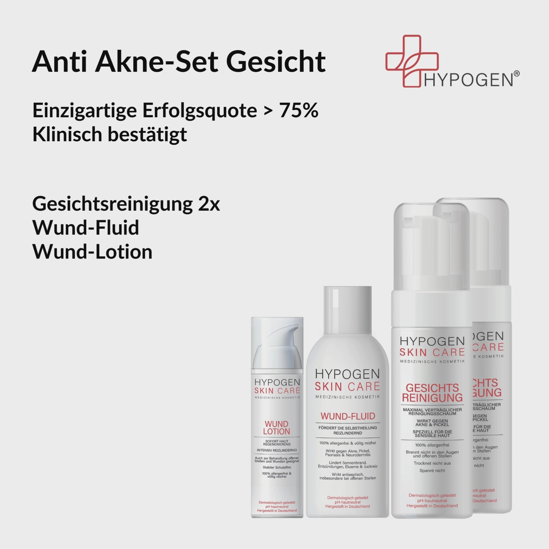 Set-Inhalt auf einen Blick: HYPOGEN CARE Set Anti Akne Gesicht Film